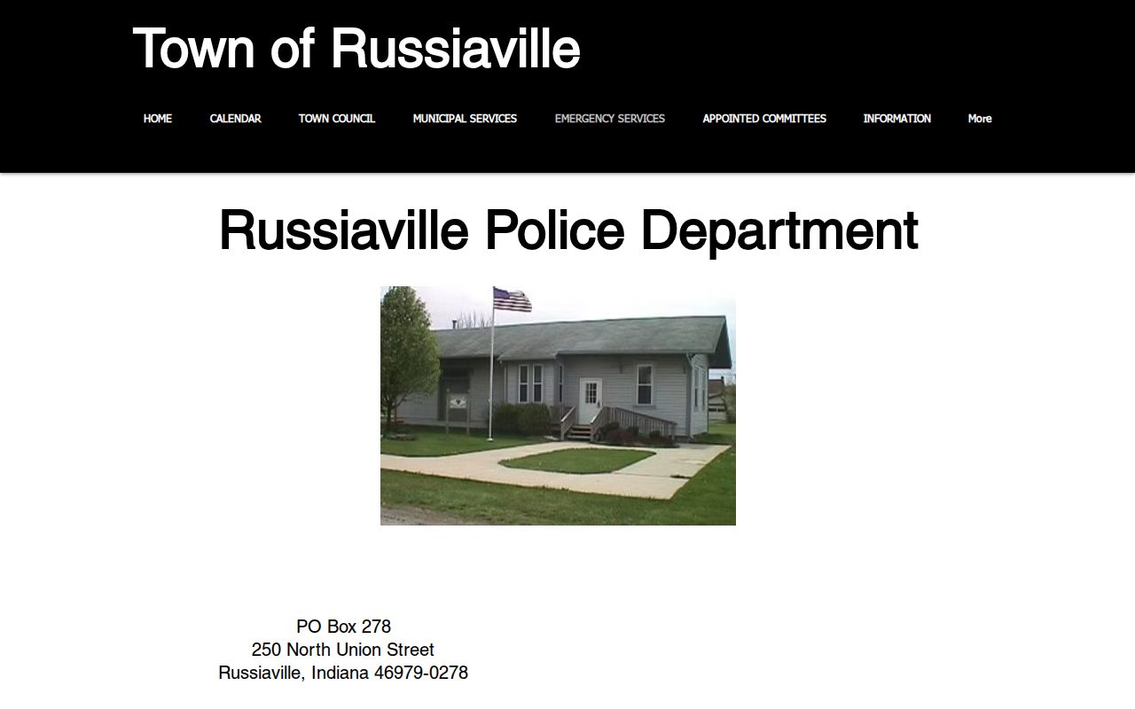 Official Russiaville Police Department contact page for arrest record inquiries